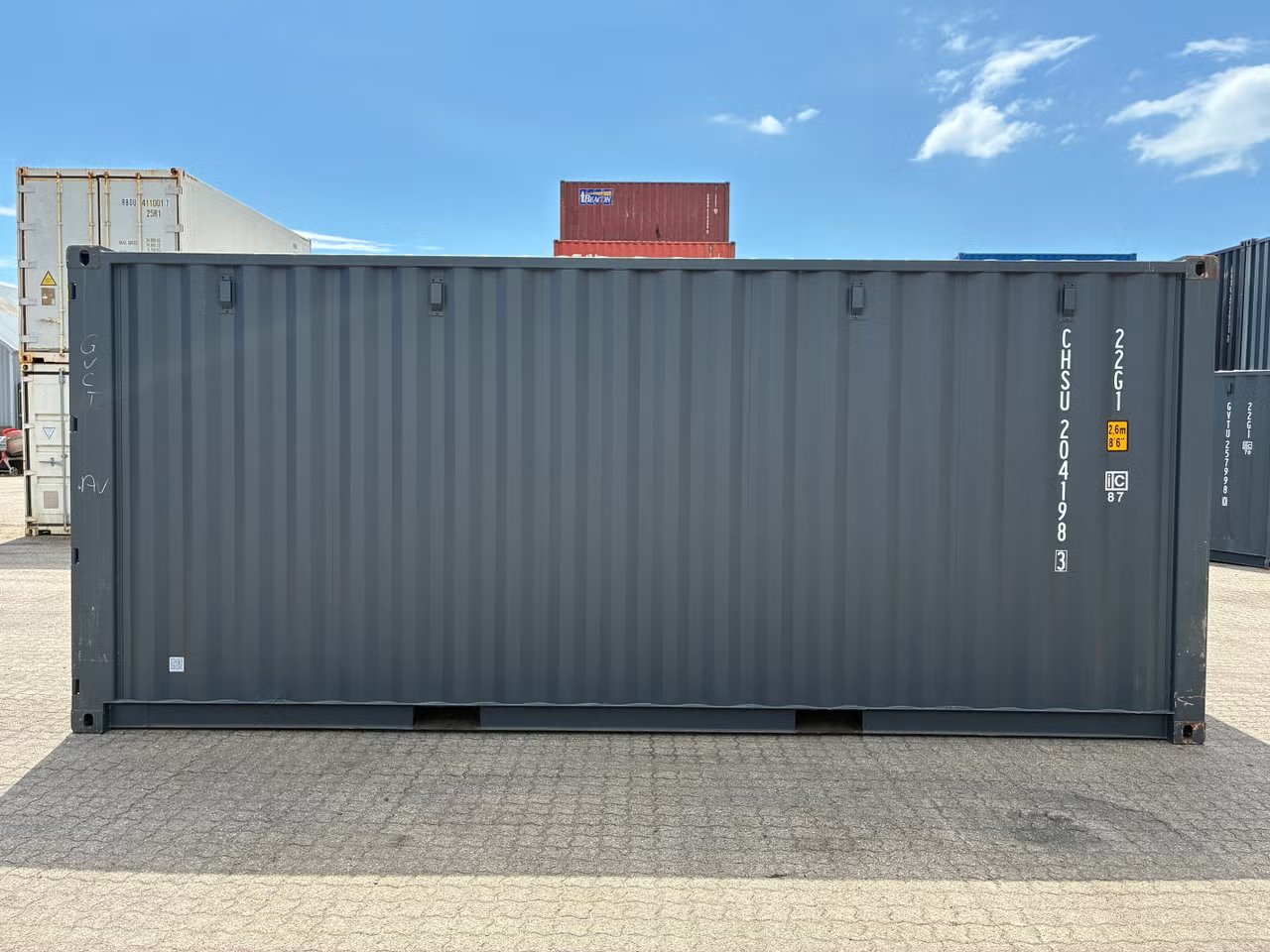 Isoliercontainer 20ft – Seitenansicht Anthrazit