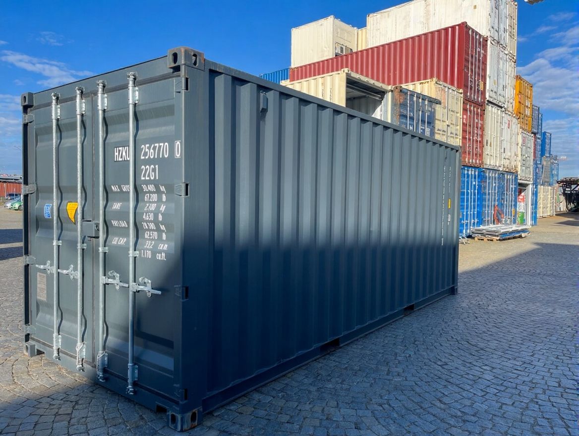 Anthrazit Seecontainer 20ft - Seitenansicht