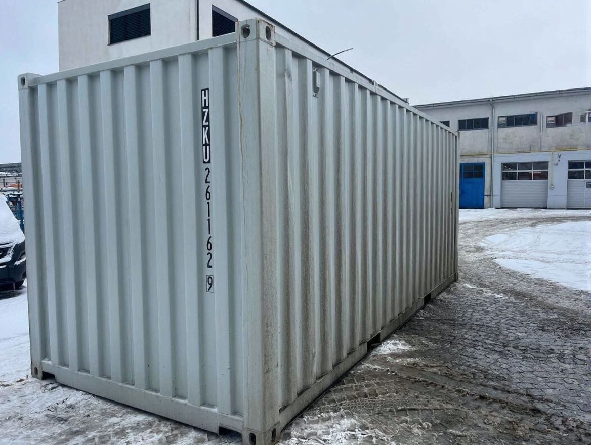 Weiß Seecontainer 20ft - Seitenansicht