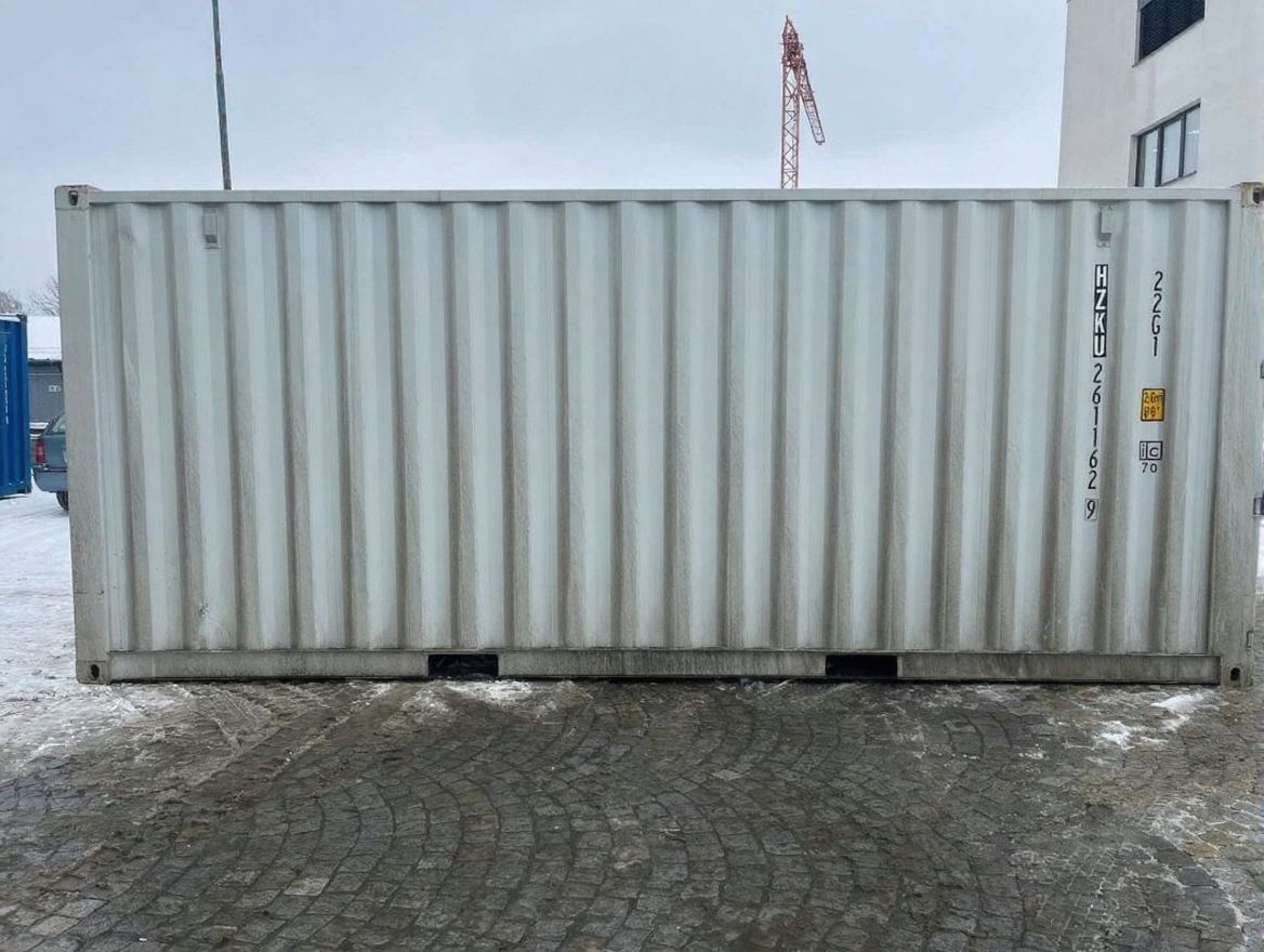 Weiß Seecontainer 20ft - Schrägansicht klein