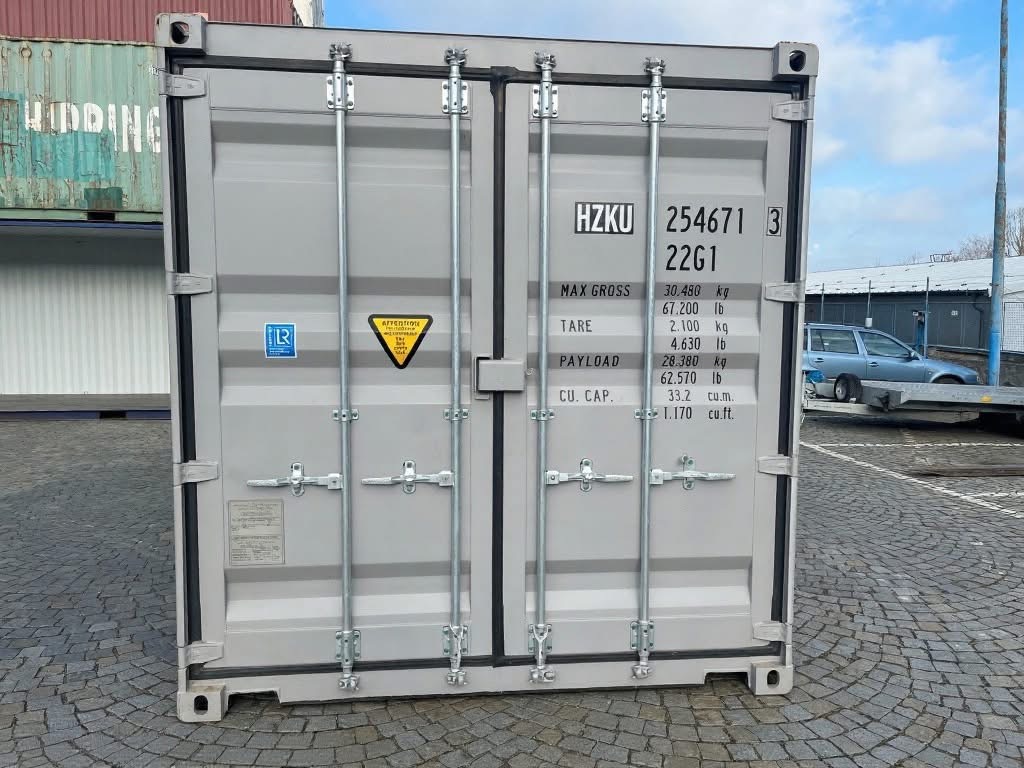 Hellgrau Seecontainer 20ft - Seitenansicht