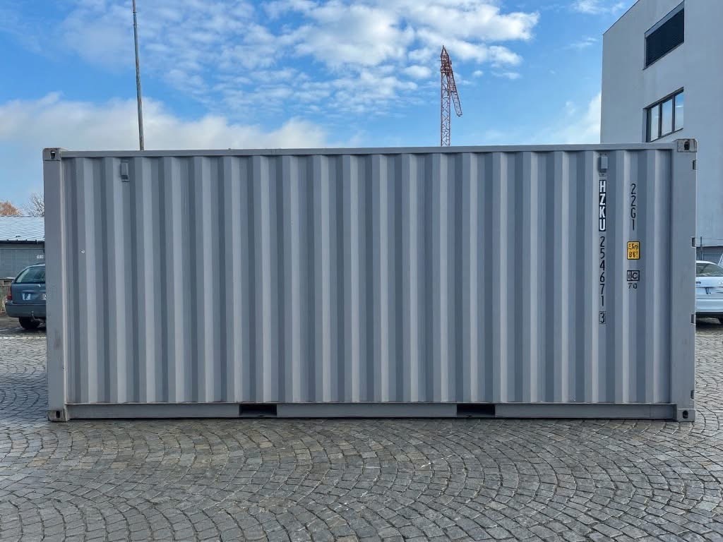 Hellgrau Seecontainer 20ft - Schrägansicht klein
